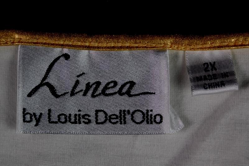 Vintage Linea By Louis Dell Olia Short Sleeve Shirt Women's Size 2X Cream Gold