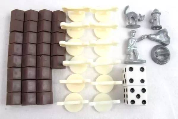 Dog-Opoly Replacement Pieces 5 Metal Pieces Plastic Bones Houses Money Cards