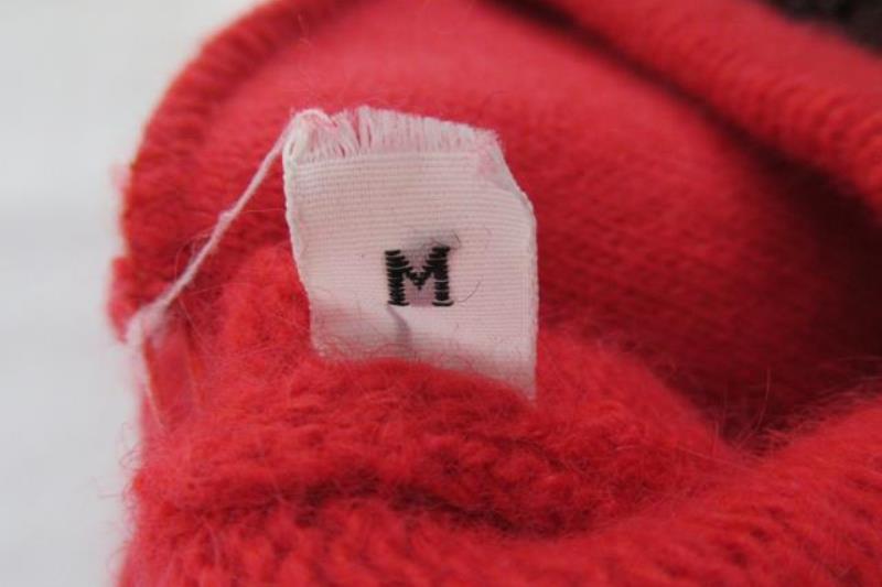 Vintage Red Crest Knit Sweater Women's Size See Measurements Knit Beaded Coins