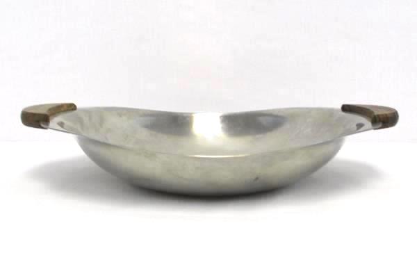 Lot of 2 MCH 18-8 Stainless Steel Serving Bowls One Lidded Wood Handles