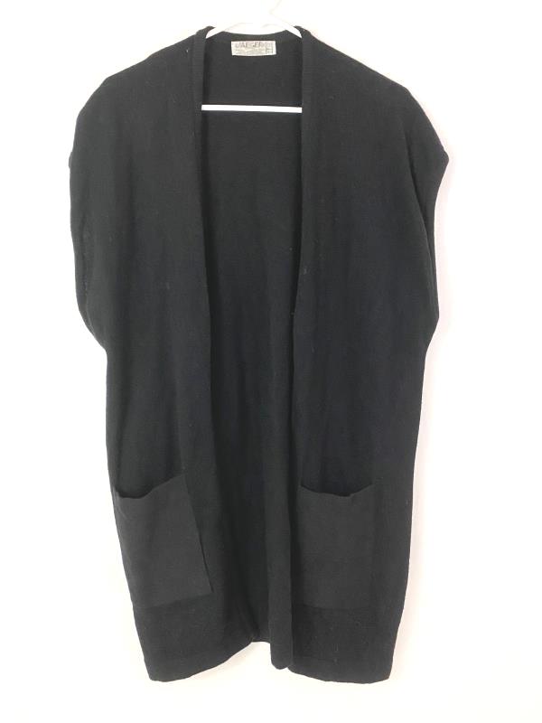 Vintage Jaeger Paris London Lambs Wool Cardigan Women's Size 34" Black