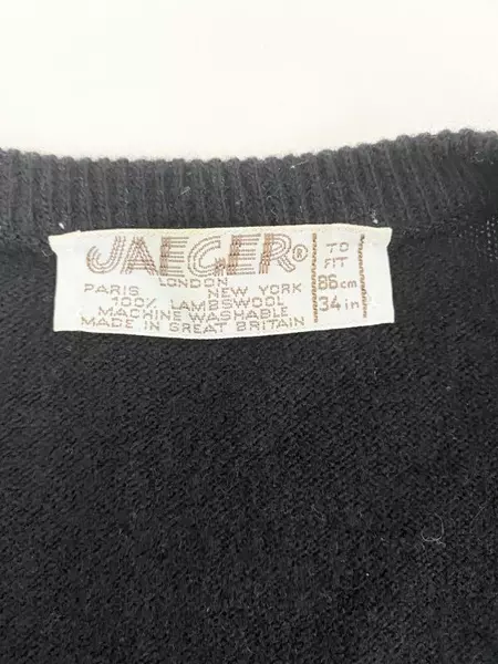 Vintage Jaeger Paris London Lambs Wool Cardigan Women's Size 34" Black