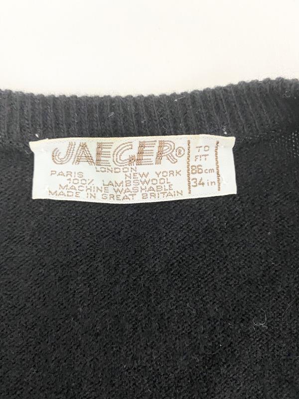 Vintage Jaeger Paris London Lambs Wool Cardigan Women's Size 34" Black