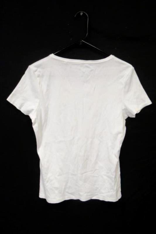 M&S Collection White Tee Shirt Women's Size US 12 UK 14 White Knit Round Neck