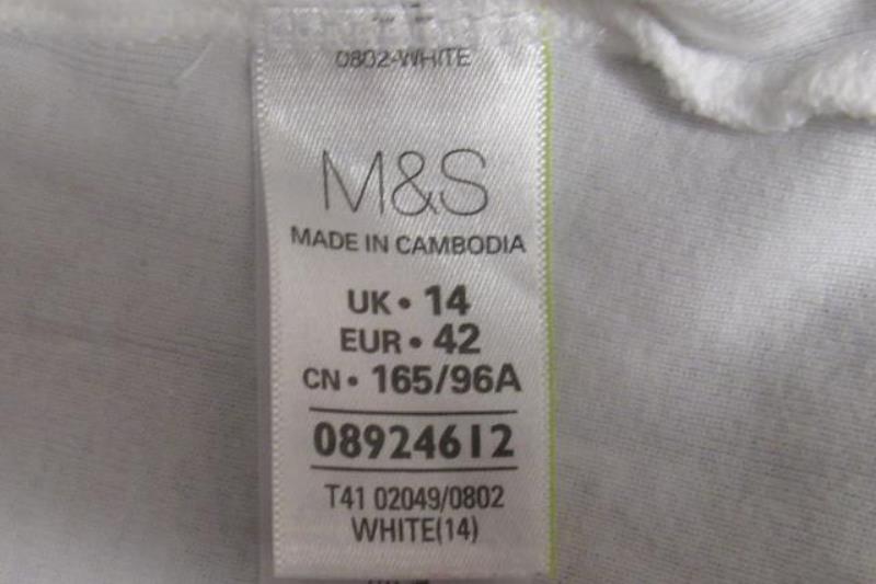 M&S Collection White Tee Shirt Women's Size US 12 UK 14 White Knit Round Neck