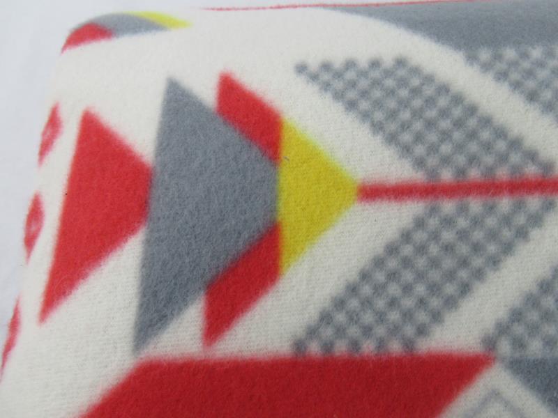 Picnic Blanket Mat Fleece Fold And Carry Handles Beach Geometric Red Grey Yellow