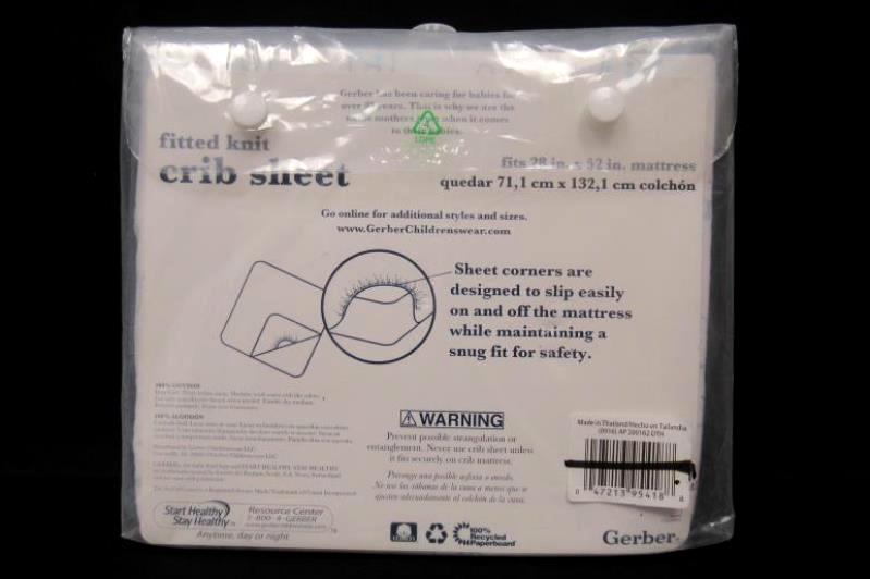 Gerber Single Pack Knit Crib Sheet Pure Cotton Giraffes Gray White Blue