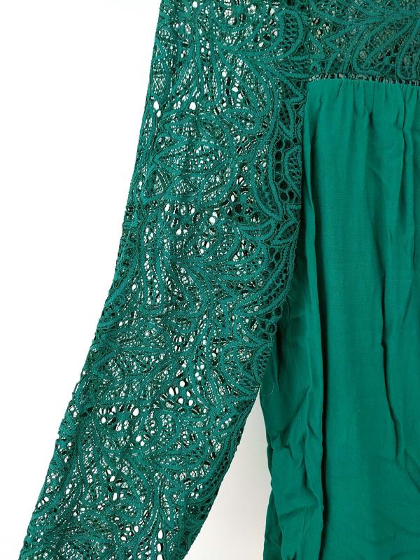 MOULINETTE SOEURS Lace Cloaked Blouse in Green Sz 2 Anthropologie