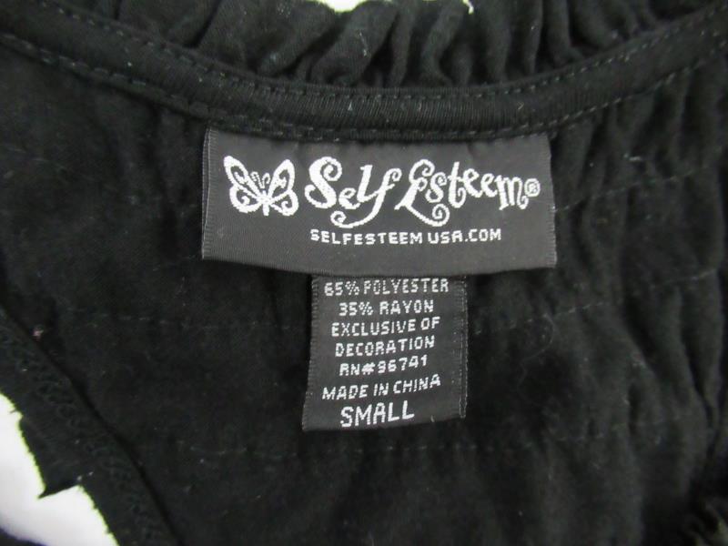 Lot of 2 Junior's Size Small Tops Black Self Esteem W5 Bicycle Ruffles