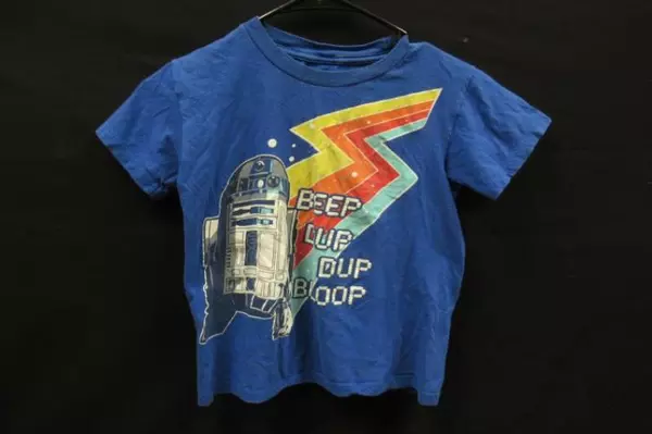 Lot of 2 Kids Size S 5/6 Star Wars Graphic Tees Gap Blue White R2-D2 Lightsabers