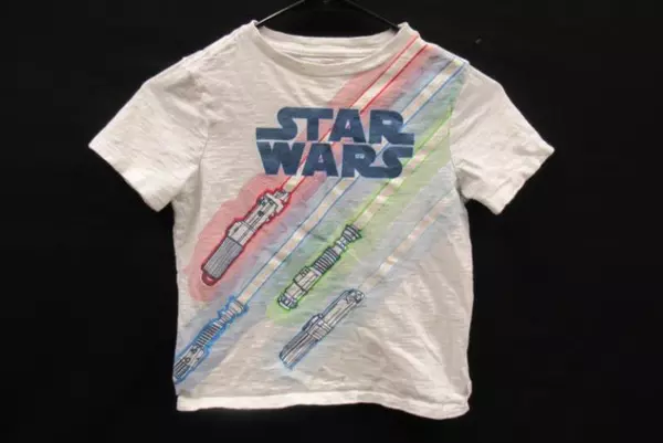 Lot of 2 Kids Size S 5/6 Star Wars Graphic Tees Gap Blue White R2-D2 Lightsabers