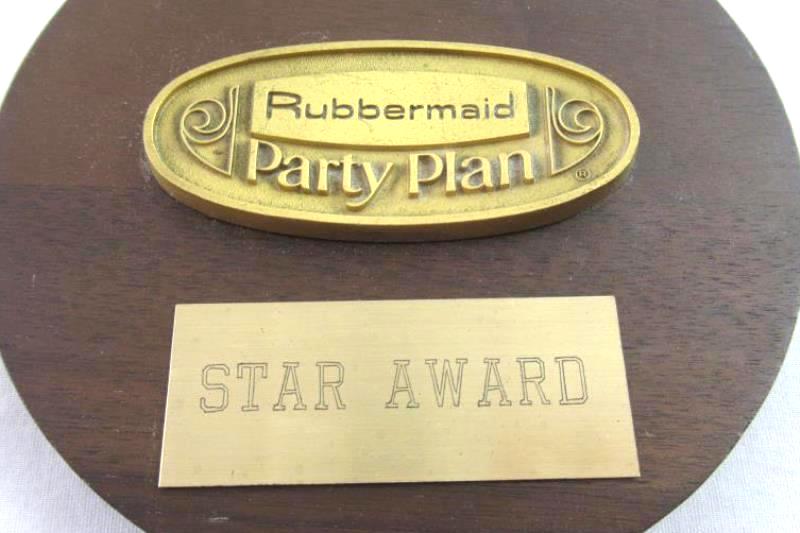 Vintage Josten's Rubbermaid Party Plan Star Award Wooden Trinket Box Round Lid