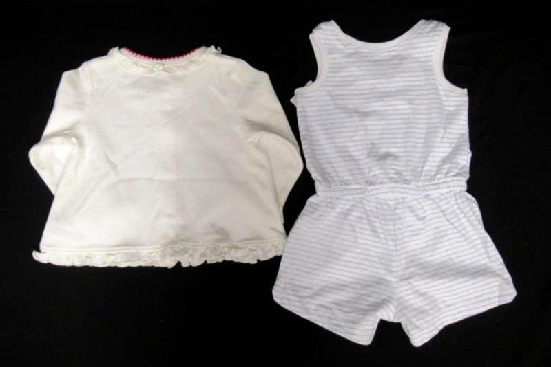 Lot of 2 Baby Girls Top Outfit Carters Little Me Button Front Cherry Romper