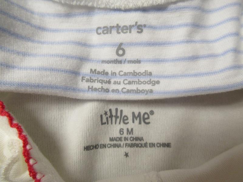 Lot of 2 Baby Girls Top Outfit Carters Little Me Button Front Cherry Romper