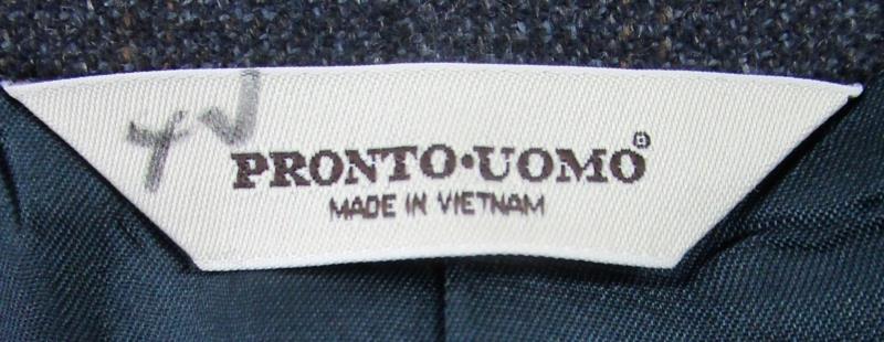 Pronto Uomo Suit Jacket Coat Dark Gray Blue Plaid 100% Lambs Wool Men's Size 44