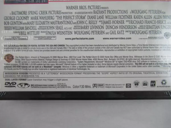 The Perfect Storm DVD 2000 Widescreen George Clooney, Mark Wahlberg Sealed