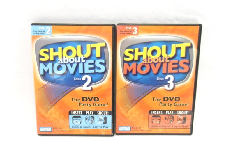 Lot of 2 Shout About Movies DVDs Disc 2 3 Party Game Hasbro Parker Brothers