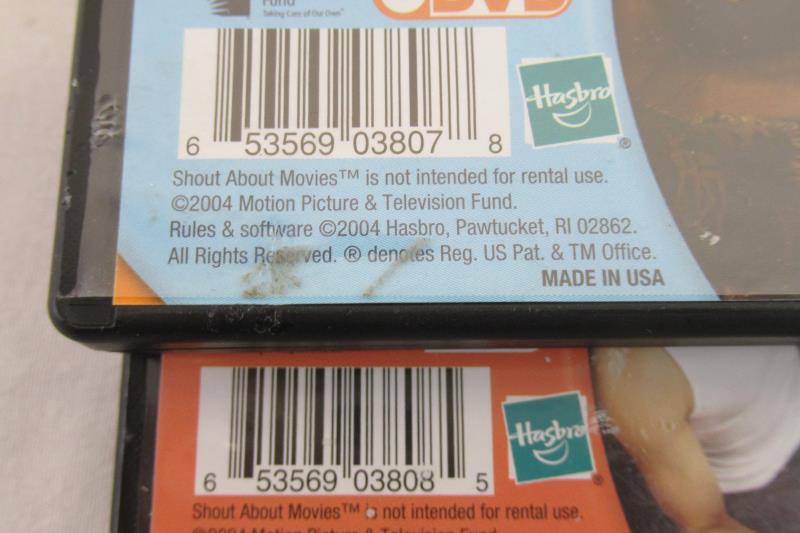 Lot of 2 Shout About Movies DVDs Disc 2 3 Party Game Hasbro Parker Brothers