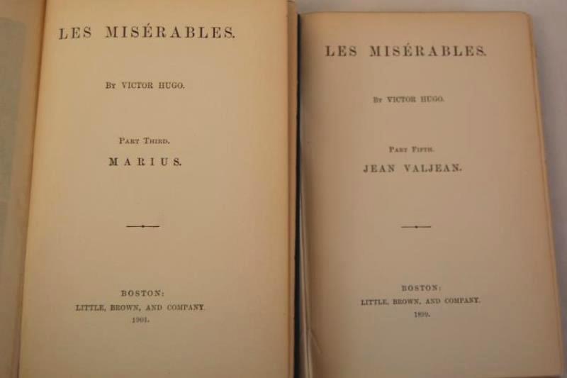 Lot of 2 Antique Les Misérables Books Vol III and V by Victor Hugo 1899 & 1901