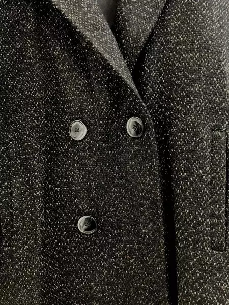 Vintage New York Girl Pea Coat Jacket Black White Specks Wool Women's Size 14