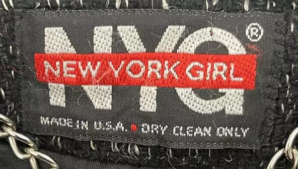 Vintage New York Girl Pea Coat Jacket Black White Specks Wool Women's Size 14