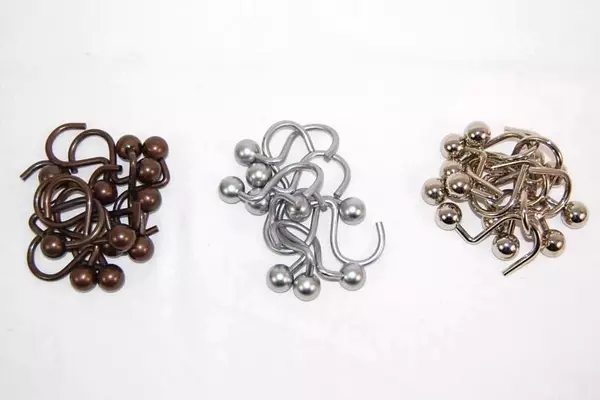 Lot of 3 Sets of Shower Curtain Hooks Silver Toned Chrome Bronze Toned