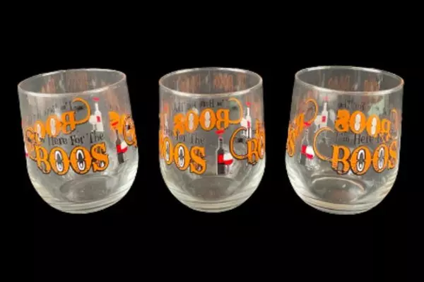 Lot of 3 I'm Here For The BOOS Halloween Wine Glasses Spider Party Decorate
