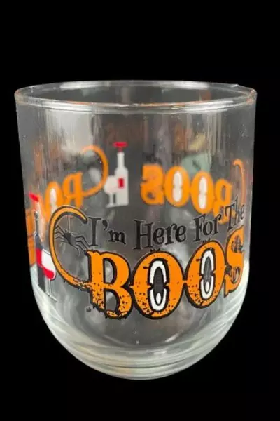 Lot of 3 I'm Here For The BOOS Halloween Wine Glasses Spider Party Decorate