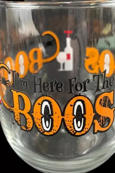 Lot of 3 I'm Here For The BOOS Halloween Wine Glasses Spider Party Decorate