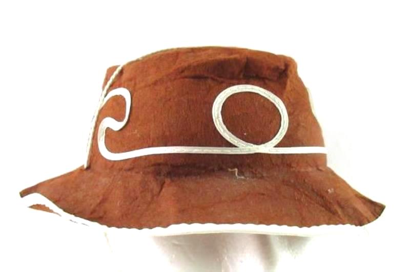 Vintage Baby Cowboy Western Hat Brown White Tie Around Neck