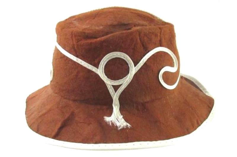 Vintage Baby Cowboy Western Hat Brown White Tie Around Neck