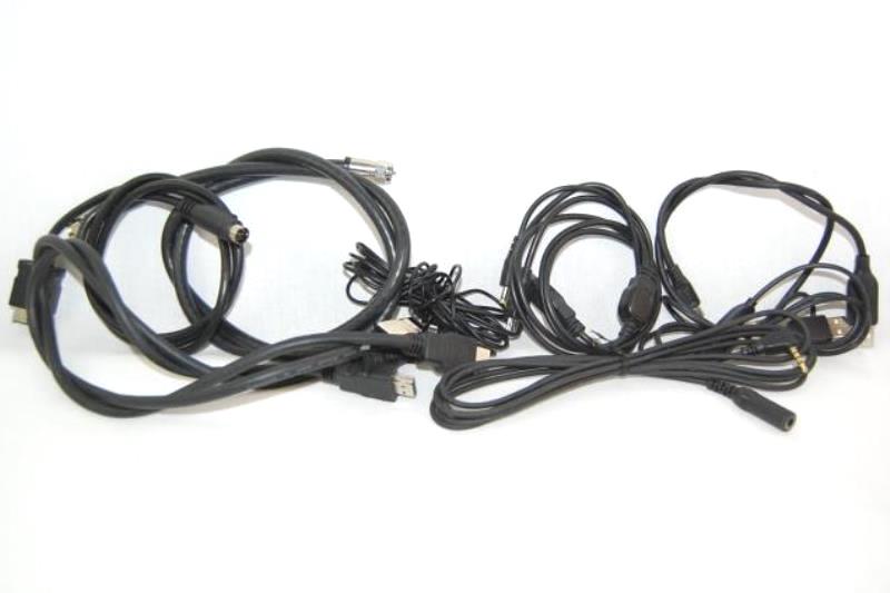 Lot of 8 Misc Cords Cable HDMI Aux Extension Charges USB Black