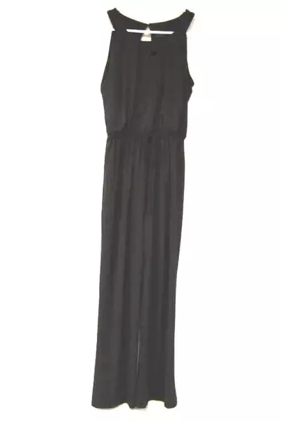 En Focus Studio Jumpsuit Women's Size 8 Black Elastic Waist Sleeveless Pockets