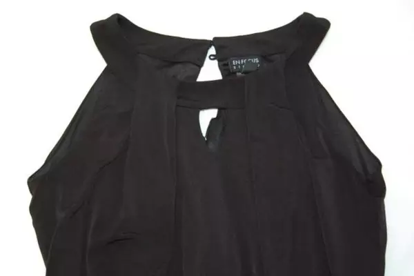 En Focus Studio Jumpsuit Women's Size 8 Black Elastic Waist Sleeveless Pockets