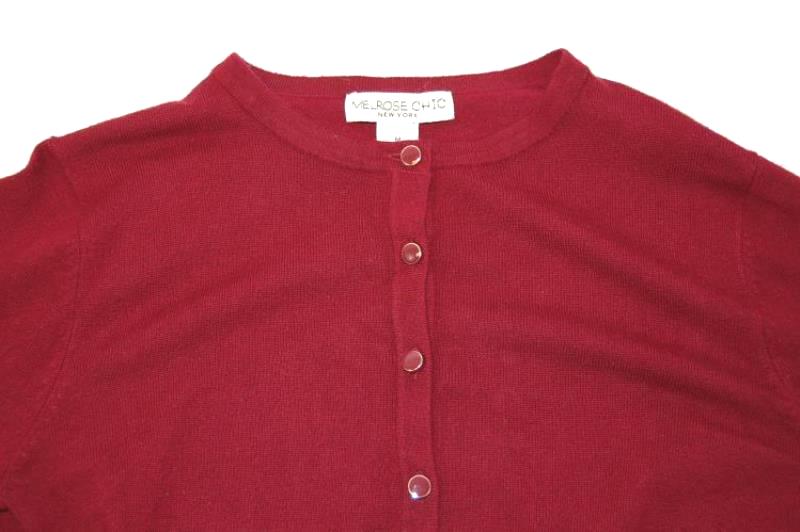 Melrose Chic New York Button Front Cardigan Women's Size Medium Burgundy