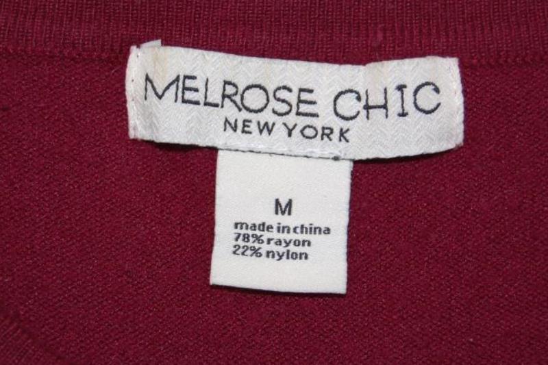 Melrose Chic New York Button Front Cardigan Women's Size Medium Burgundy