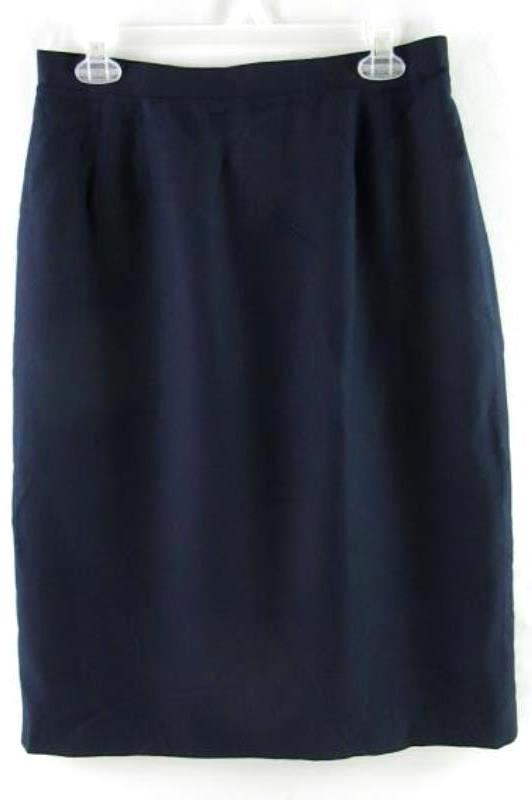 Vintage Sassco High Waist Women's Skirt Size 12 Navy Blue Lined Zip Closure