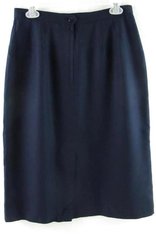 Vintage Sassco High Waist Women's Skirt Size 12 Navy Blue Lined Zip Closure