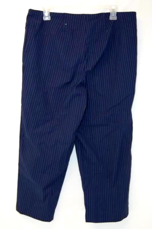 Michel Studio Collection Alexa Cropped Pants Women's Size 16 Navy Striped Zipper