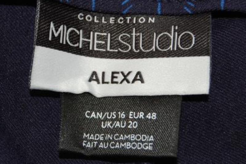 Michel Studio Collection Alexa Cropped Pants Women's Size 16 Navy Striped Zipper