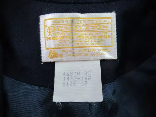 Vintage Pendleton Blazer Jacket Women's Size 12 Navy Blue Virgin Wool Pockets
