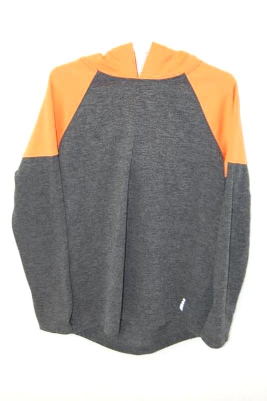 Lands' End Boy's Hoodie Long Sleeve Sweatshirt Grey Orange Size L