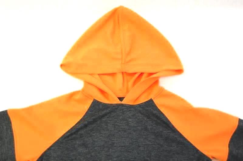Lands' End Boy's Hoodie Long Sleeve Sweatshirt Grey Orange Size L
