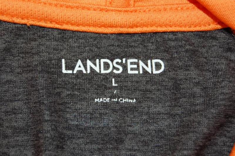 Lands' End Boy's Hoodie Long Sleeve Sweatshirt Grey Orange Size L