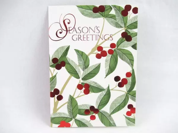 Lot of 12 Christmas House Greeting Cards Season's Greetings Greenery Red Berries