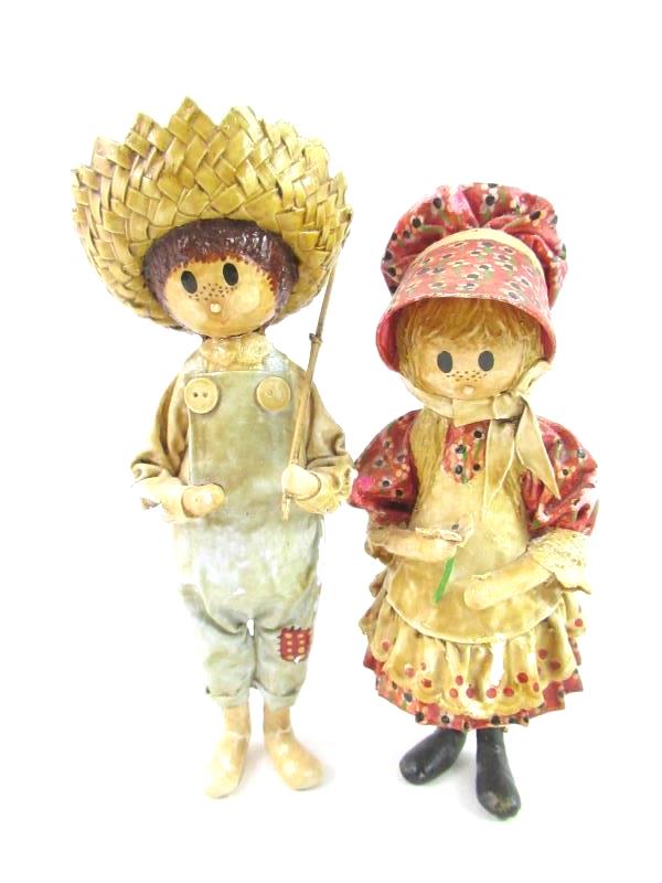 Vintage Rare Barbara Ferry Paper Mache Mark and Mindy Dolls 1966