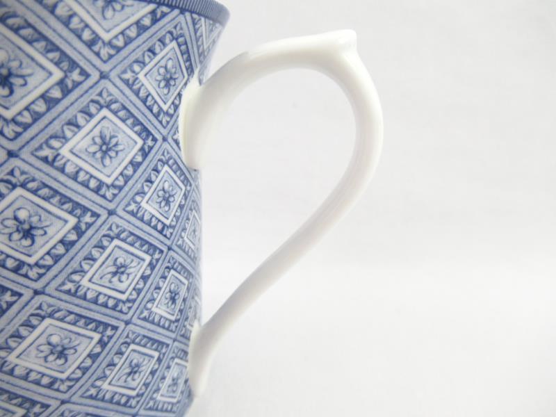 Queen's Blue Story Stucco Ceramic Coffee Tea Cup Blue White
