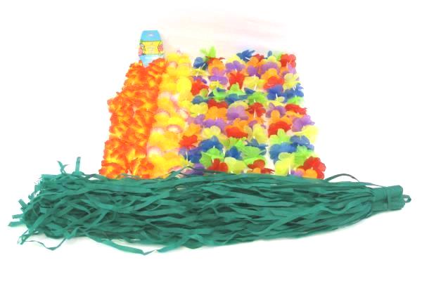 Hawaiian Hula Girl Grass Skirt with Flower Lei Costume Halloween