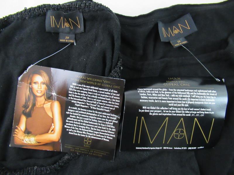 Lot of 2 IMAN Knit Tops Women's Size 2X Black Sequins NWT Global Chic