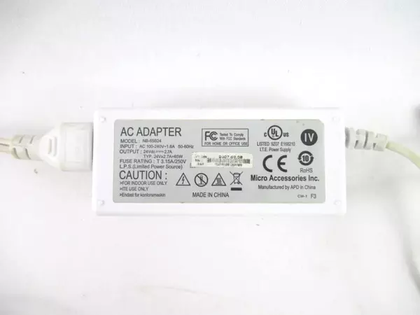 Micro Accessories Inc AC Adapter NB-65B24 White AC 100-240V 1.6A 50-60Hz